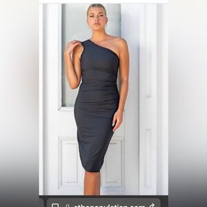 DRESS THE POPULATION, extra small Elegant Black One-Shoulder Dress